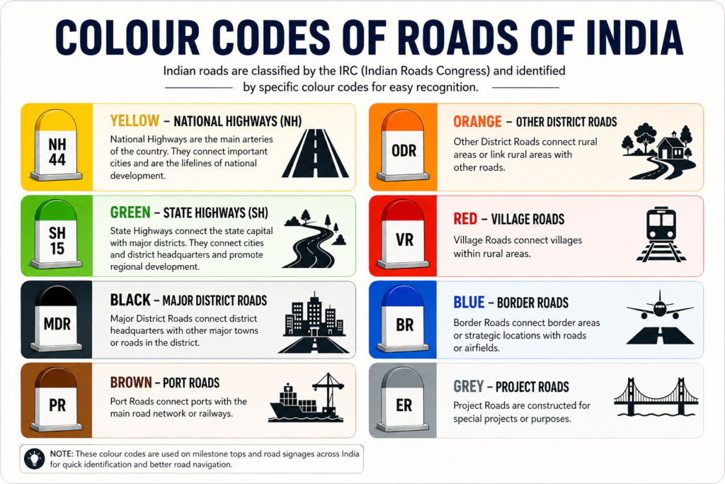 Colour Codes of Roads of India